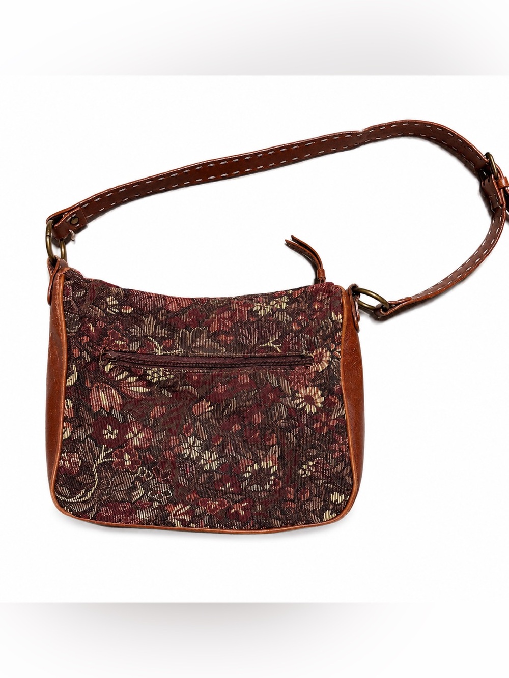 Dockers Floral Tapestry Shoulder Bag Brown Cottagecore Boho Dark Academia - Picture 4 of 9